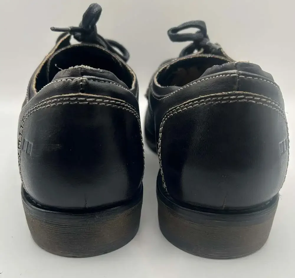 Bed Stu Men's Black Leather Cap Toe Lace Up Oxford Dress Shoes Size 10.5
